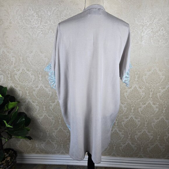 Sana Safinaz Size Small Light Gray Coverup Blue Embroidered Flowers Gray Pearl - Picture 9 of 14